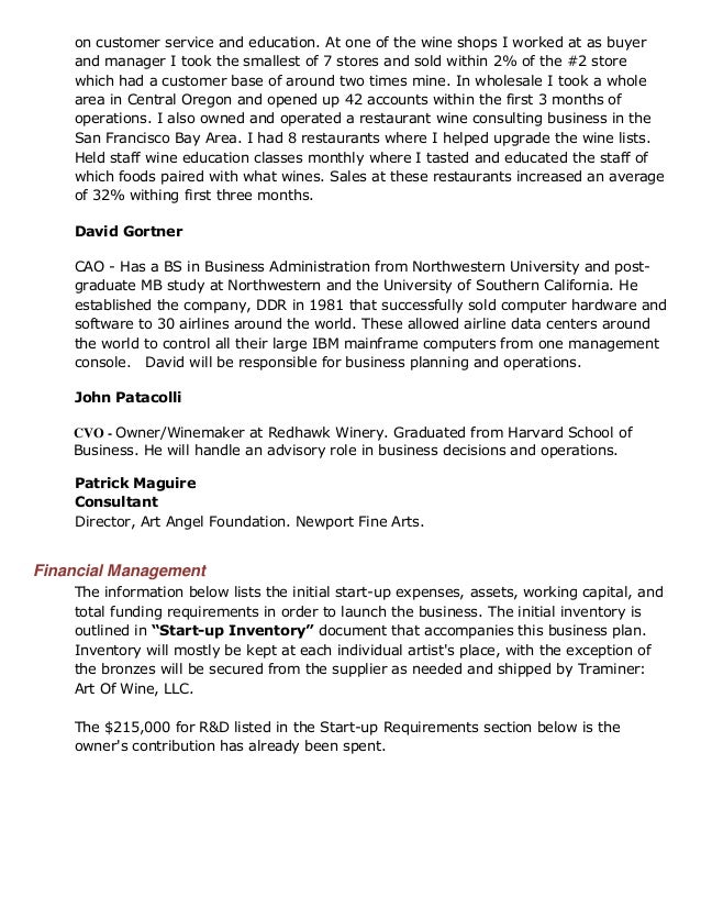 winery business model winery strategic plan